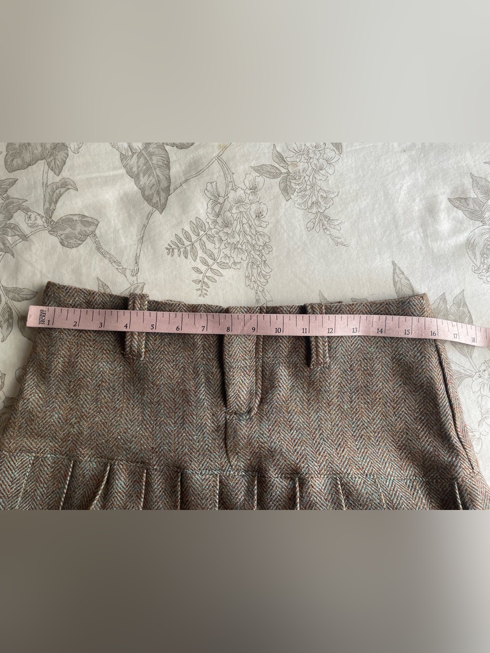 Abercrombie Vintage Brown Teal Herringbone Micro Mini Pleated Skirt 0 Preppy Y2K - Picture 8 of 9
